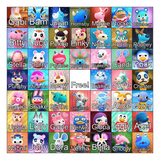 Trans Pride ACNH Bingo! Bingo Card