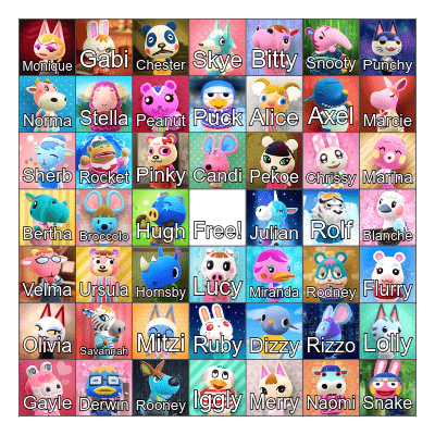 Trans Pride ACNH Bingo! Bingo Card