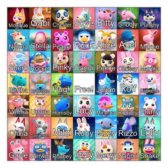 Trans Pride ACNH Bingo! Bingo Card