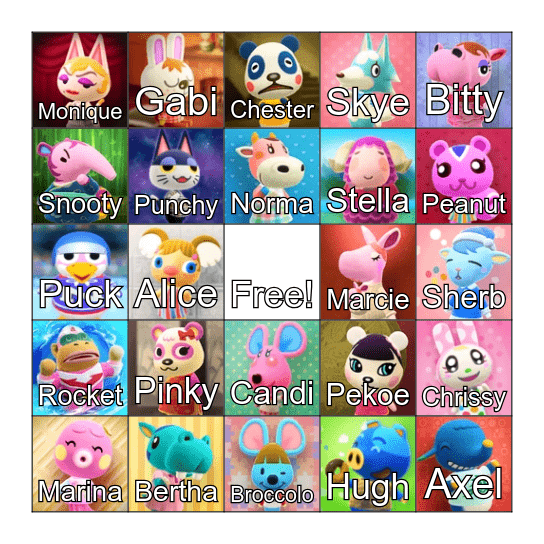 Trans Pride ACNH Bingo! Bingo Card