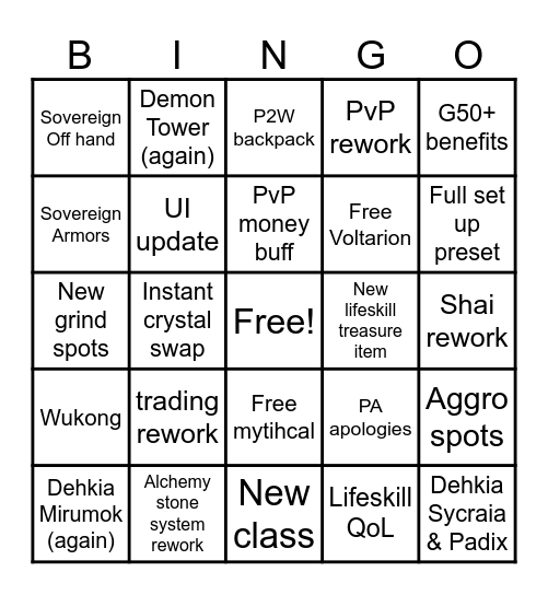 BDO BALL Bingo Card