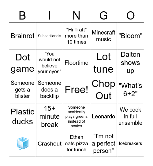 pit band camp day 2 bingo Card