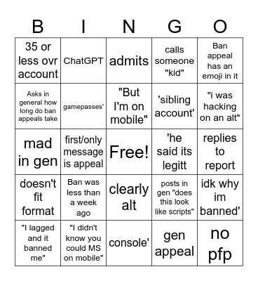 Untitled Bingo Card
