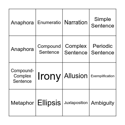 White Album BINGO Card