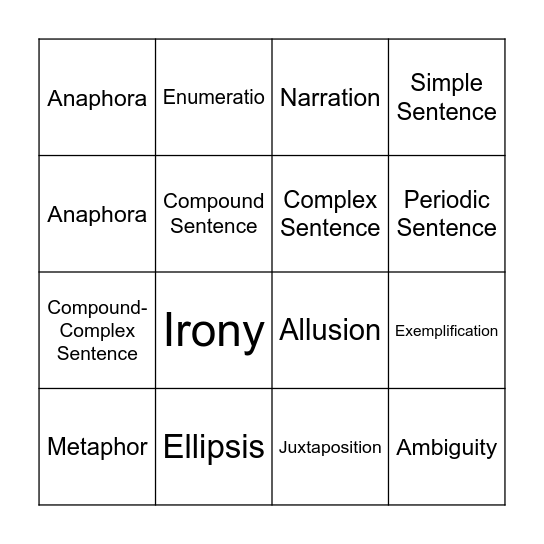 White Album BINGO Card