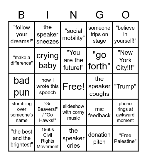 Double Graduation Bingo Card