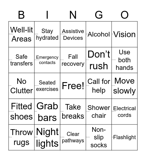 Safety BINGO Card