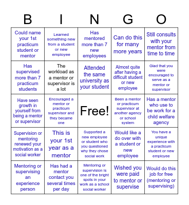 M & S Social Work BINGO Card