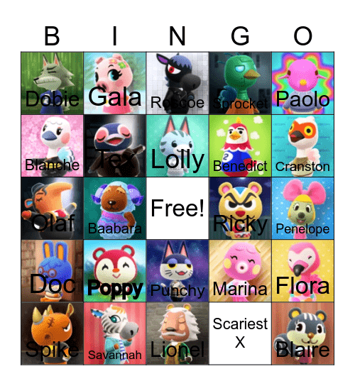 Animal crossing bingo! Bingo Card