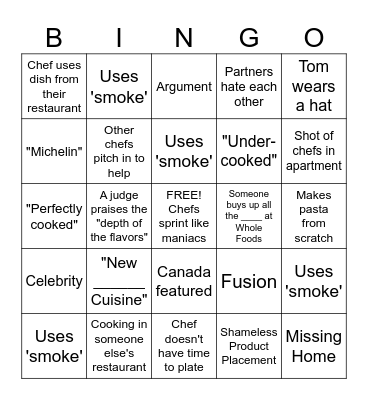 Top Chef Bingo Season 22 Ep. 9 Bingo Card
