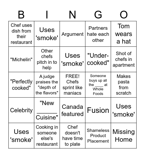 Top Chef Bingo Season 22 Ep. 9 Bingo Card
