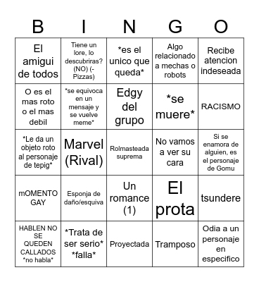 Drain Bingo Card
