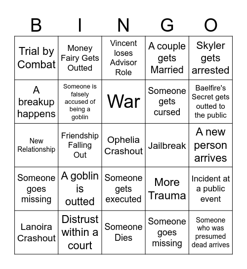 Error's PSMP Summer Bingo Card