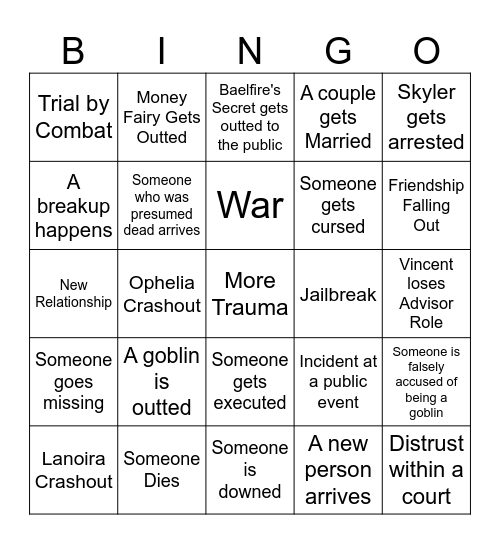 Error's PSMP Summer Bingo Card