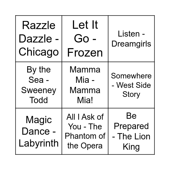 Game Three Bingo Card