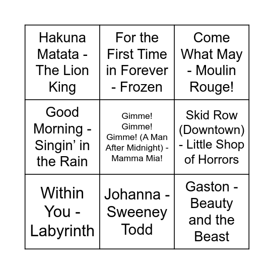 Game Six Bingo Card