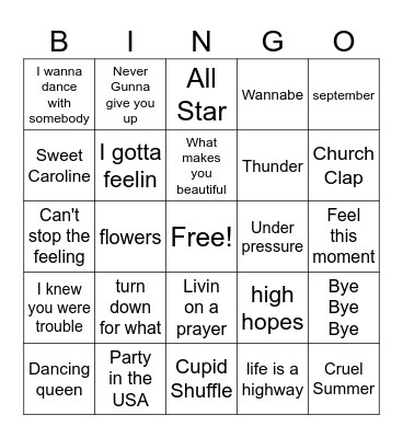 Bandingo! Bingo Card