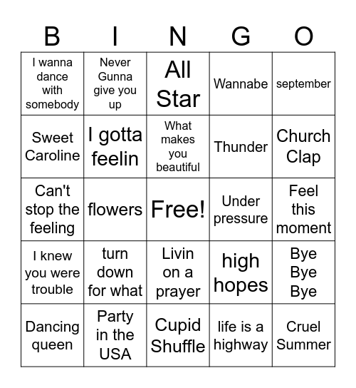 Bandingo! Bingo Card
