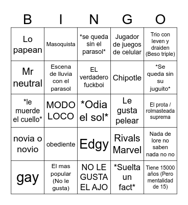 Tony Casitemira Bingo Card