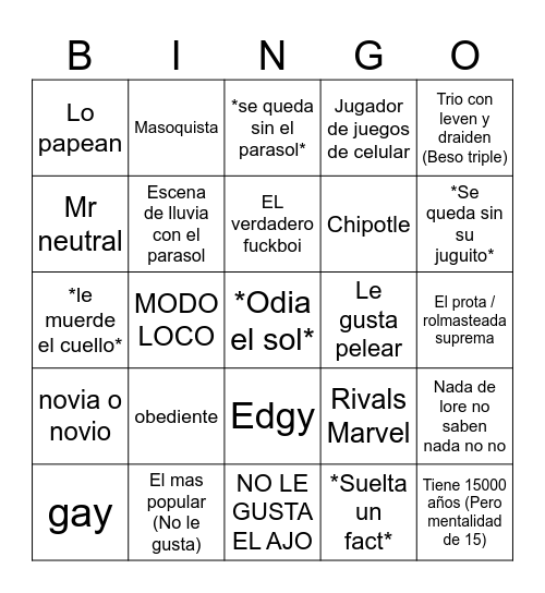 Tony Casitemira Bingo Card