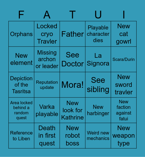 Nod-Krai bets Bingo Card