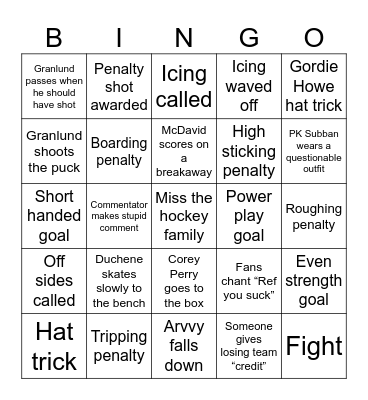 Western Conference Finals Bingo Card