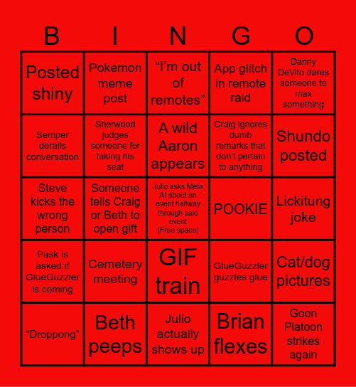 WRRC Bingo Card