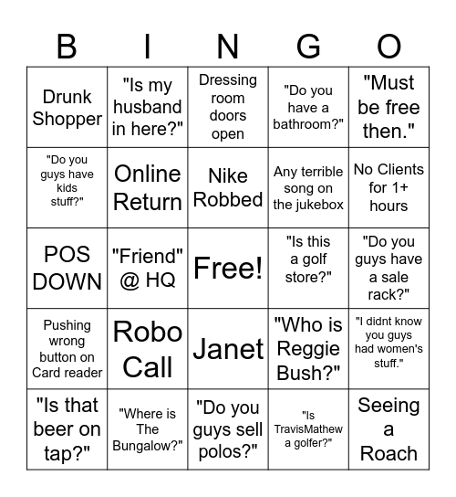 TM Bingo Card