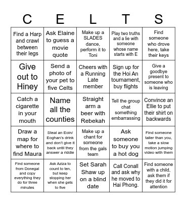 End of Season BINGO Card