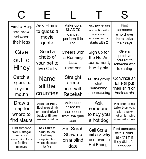 End of Season BINGO Card