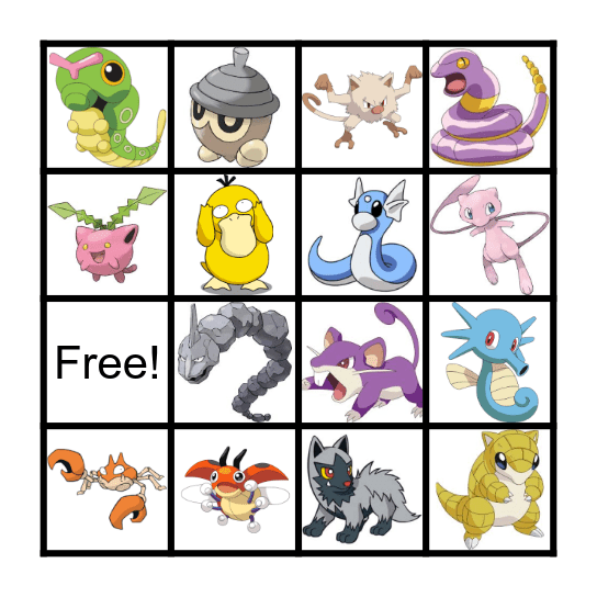 Pokemon Bingo Card