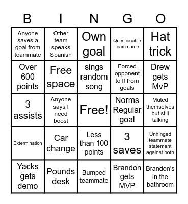 Fortnite Bingo Card