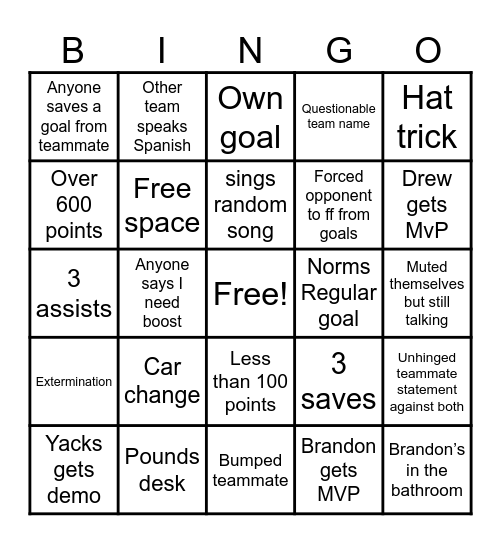 Fortnite Bingo Card