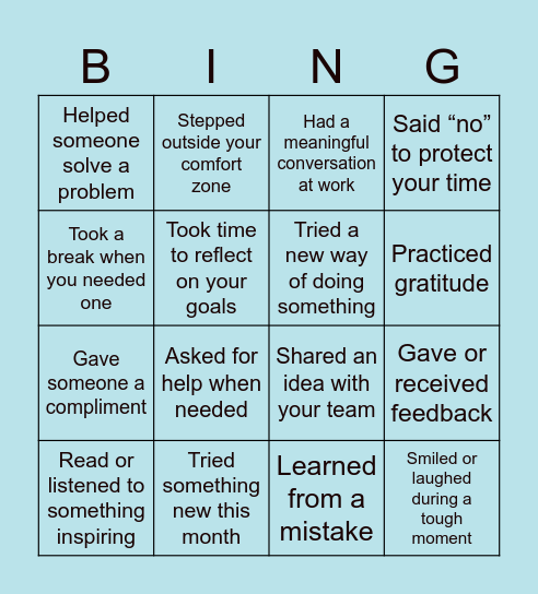Morning Growth Bingo Card
