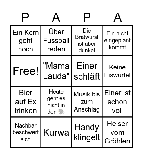 Vatertag's Bingo Card