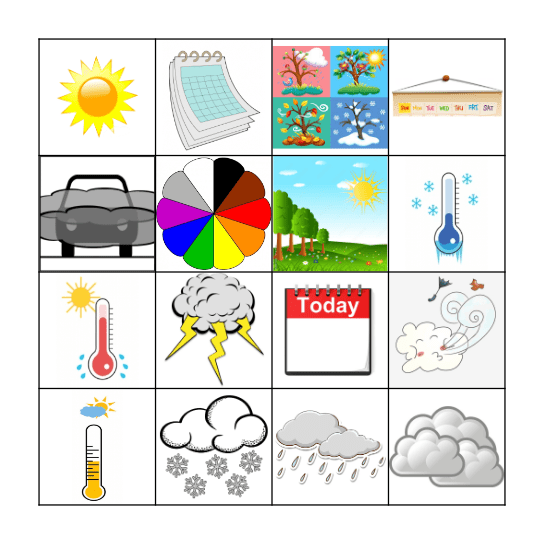 B I N G G O El Clima y las Estaciones Bingo Card