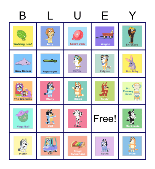 Bluey Bingo Card