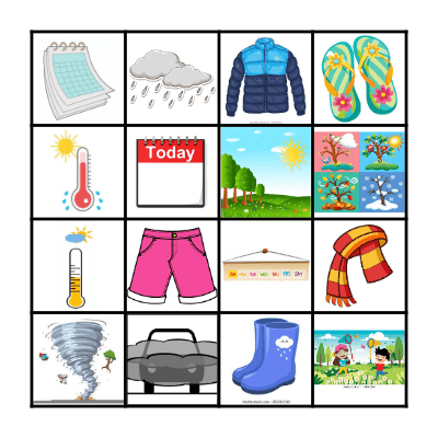 El Clima y las Estaciones Bingo Card