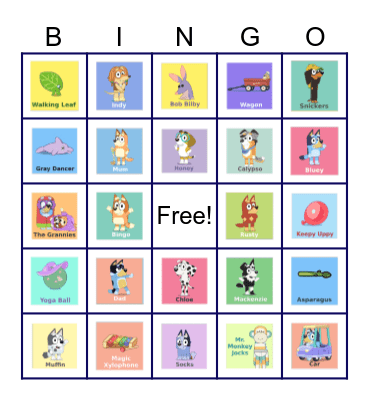 BLUEY Bingo Card