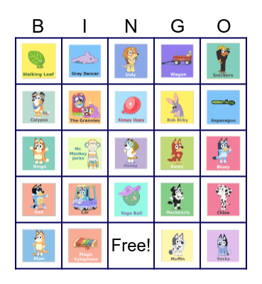 BLUEY Bingo Card