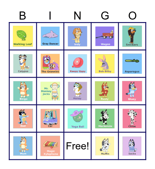 BLUEY Bingo Card