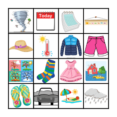 El Clima y las Estaciones Bingo Card