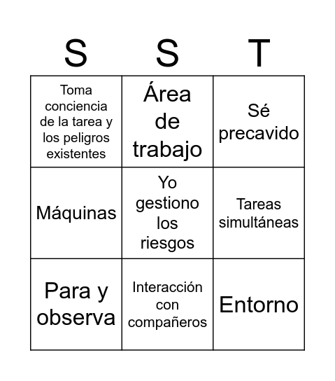 Bingo Yo gestiono los riesgos Bingo Card