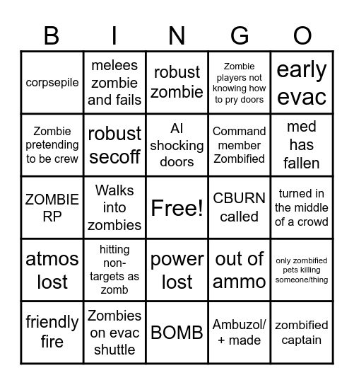 ss14 zombie round bingo Card