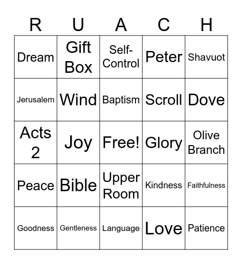 Pentecost Bingo Card