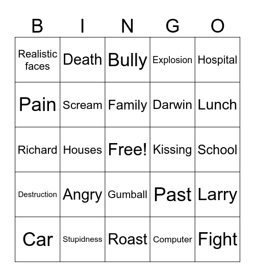 Gumball Bingo Card