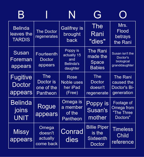 "The Reality War" Bingo Card