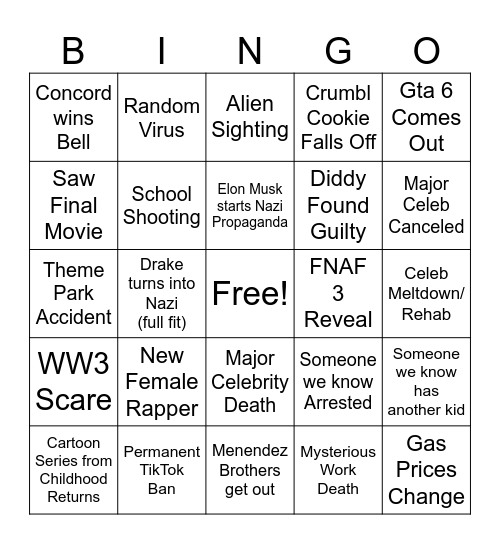 2025 Bingo Card