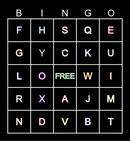ALPHABET 2023 Bingo Card