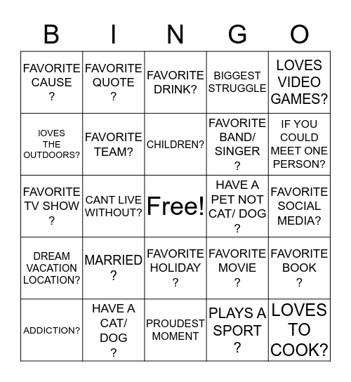 ICE BREAKER BINGO Card